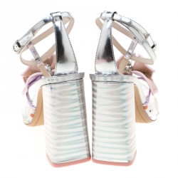 Sophia Webster Multicolor Metallic Leather And PVC Lana Crystal Embellished Block Heel Sandals Size 42