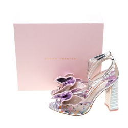Sophia Webster Multicolor Metallic Leather And PVC Lana Crystal Embellished Block Heel Sandals Size 42