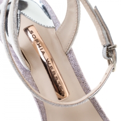 Sophia Webster Grey Velvet And Coarse Glitter Glacia Crystal Embellished Platform Sandals Size 38