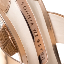 Sophia Webster Metallic Bronze Leather Rosalind Open Toe Sandals Size 38