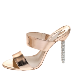 Sophia Webster Metallic Bronze Leather Rosalind Open Toe Sandals Size 38