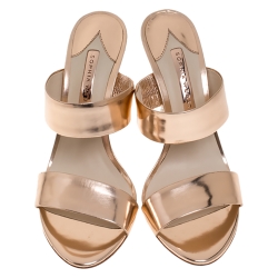 Sophia Webster Metallic Bronze Leather Rosalind Open Toe Sandals Size 38