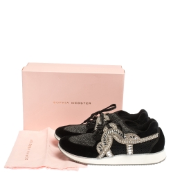 Pre Owned Sophia Webster Black Velvet/Mesh and Embellishment Royalty Low Top Sneakers Size 41