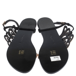 Pre Owned Sophia Webster Black Suede And Rose Gold Leather Seraphina Angel Wing Flats Size 40