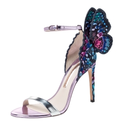 Sophia Webster Multicolor Leather and Lace Fabric Chiara Butterfly Ankle Strap Sandals Size 38