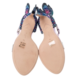 Sophia Webster Multicolor Leather and Lace Fabric Chiara Butterfly Ankle Strap Sandals Size 38