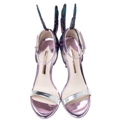 Sophia Webster Multicolor Leather and Lace Fabric Chiara Butterfly Ankle Strap Sandals Size 38