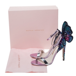 Sophia Webster Multicolor Leather and Lace Fabric Chiara Butterfly Ankle Strap Sandals Size 38