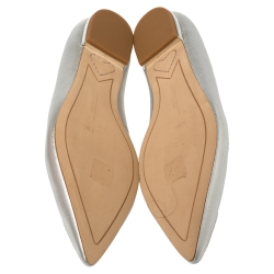 Pre Owned Sophia Webster Silver Leather Bibi Butterfly Flats Size 38.5