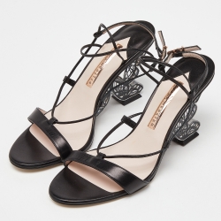 Pre Owned Sophia Webster Black Leather Ankle Strap Wedge Sandals Size 39