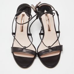 Pre Owned Sophia Webster Black Leather Ankle Strap Wedge Sandals Size 39