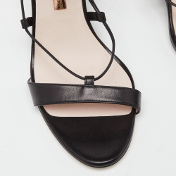 Pre Owned Sophia Webster Black Leather Ankle Strap Wedge Sandals Size 39