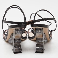 Pre Owned Sophia Webster Black Leather Ankle Strap Wedge Sandals Size 39