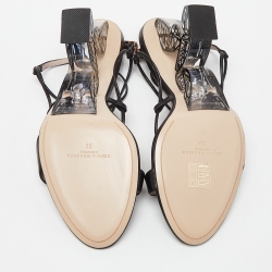 Pre Owned Sophia Webster Black Leather Ankle Strap Wedge Sandals Size 39