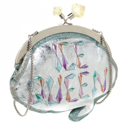 Pre Owned Sophia Webster Multicolor Glitter Leather Ice Queen Speech Bubble Clutch Bag
