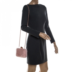 Pre Owned Sophia Webster Light Pink Faux Fur Vivi Bella Chain Clutch