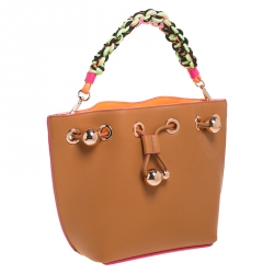 Sophia Webster Brown Leather Romy Drawstring Bucket Bag