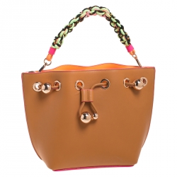 Sophia Webster Brown Leather Romy Drawstring Bucket Bag