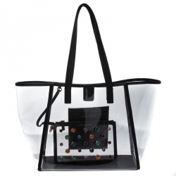 Sophia Webster Clear/Black Dina PVC and Leather Tote