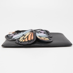Pre Owned Sophia Webster Black Leather Butterfly Wristlet Pouch