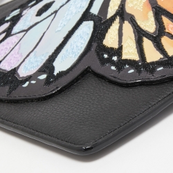 Pre Owned Sophia Webster Black Leather Butterfly Wristlet Pouch