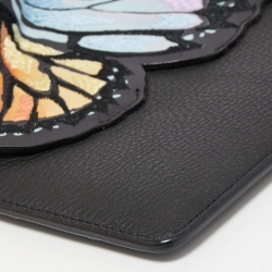 Pre Owned Sophia Webster Black Leather Butterfly Wristlet Pouch