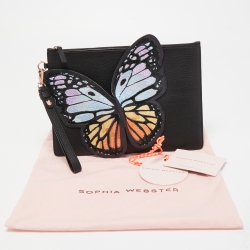 Pre Owned Sophia Webster Black Leather Butterfly Wristlet Pouch