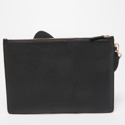 Pre Owned Sophia Webster Black Leather Butterfly Wristlet Pouch