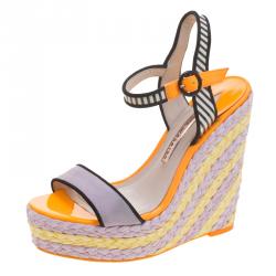Sophia Webster Multicolor Suede and Patent Leather Lucita Espadrille Wedges Size 36