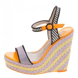 Sophia Webster Multicolor Suede and Patent Leather Lucita Espadrille Wedges Size 36