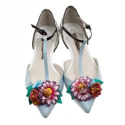 Pre Owned Sophia Webster Multicolor Leather T Straps Lilico Flower Flat Sandals Size 36