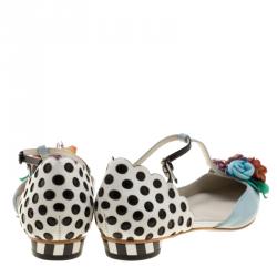 Pre Owned Sophia Webster Multicolor Leather T Straps Lilico Flower Flat Sandals Size 36