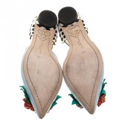 Pre Owned Sophia Webster Multicolor Leather T Straps Lilico Flower Flat Sandals Size 36