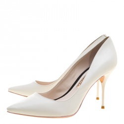 Pre Owned Sophia Webster White Leather Lola Pointed Toe Pumps Size 37.5