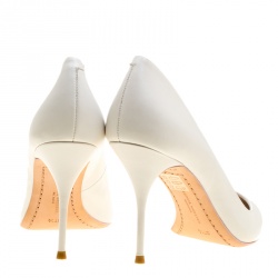 Pre Owned Sophia Webster White Leather Lola Pointed Toe Pumps Size 37.5