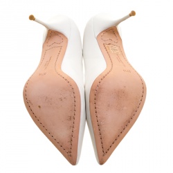 Pre Owned Sophia Webster White Leather Lola Pointed Toe Pumps Size 37.5