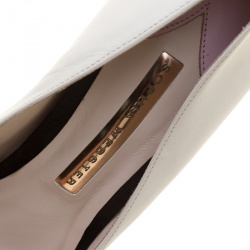 Pre Owned Sophia Webster White Leather Lola Pointed Toe Pumps Size 37.5