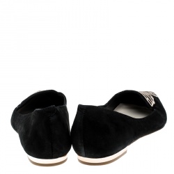 Sophia Webster Black Embroidered Suede Bibi Butterfly Pointed Toe Ballet Flats Size 37.5