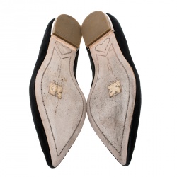 Sophia Webster Black Embroidered Suede Bibi Butterfly Pointed Toe Ballet Flats Size 37.5