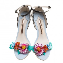 Sophia Webster Multicolor Leather Lilico Flower Embellished Ankle Strap Open Toe Sandals Size 36.5