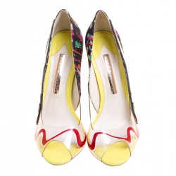 Sophia Webster Multicolor PVC and Fabric Party Like Pollock Peep Toe Pumps Size 37