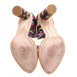 Sophia Webster Multicolor PVC and Fabric Party Like Pollock Peep Toe Pumps Size 37