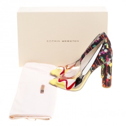 Sophia Webster Multicolor PVC and Fabric Party Like Pollock Peep Toe Pumps Size 37