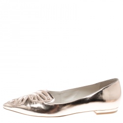 Sophia Webster Metallic Rose Gold Leather Bibi Butterfly Pointed Toe Ballet Flats Size 37