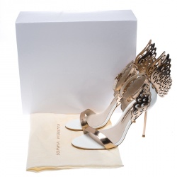 Sophia Webster White and Laser Cut Rose Gold Leather Evangeline Open Toe Sandals Size 38.5