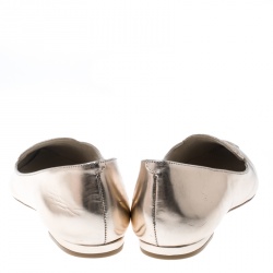 Pre Owned Sophia Webster Metallic Rose Gold Leather Bibi Butterfly Pointed Toe Ballet Flats Size 37.5