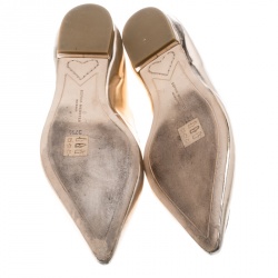Pre Owned Sophia Webster Metallic Rose Gold Leather Bibi Butterfly Pointed Toe Ballet Flats Size 37.5