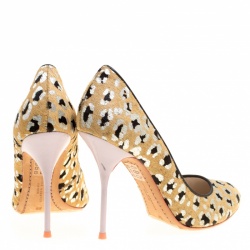 Pre Owned Sophia Webster Beige Black/Silver Animal Printed Calfhair Pumps Size 38