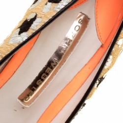 Pre Owned Sophia Webster Beige Black/Silver Animal Printed Calfhair Pumps Size 38