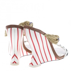 Sophia Webster Multicolor Braided Leather Tiffani Wedge Slide Sandals Size 40